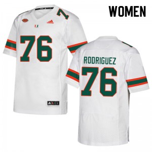 Women Ryan Rodriguez White Hurricanes College Football #76 Jersey 703711-851