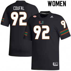Women Samuel Coufal Black University of Miami College Football #92 Jersey 200846-710