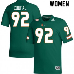 Women Samuel Coufal Green Miami College Football #92 Jersey 248509-941