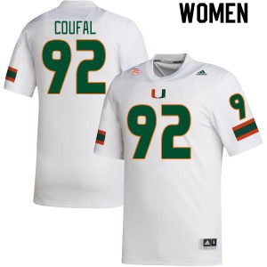 Women Samuel Coufal White University of Miami College Football #92 Jersey 152466-215