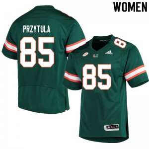 Women Sebastian Przytula Green Miami College Football #85 Jersey 721659-467
