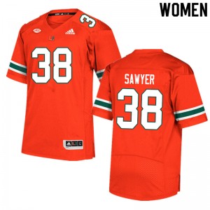 Women Shane Sawyer Orange Miami Hurricanes College Football #38 Jersey 964990-312