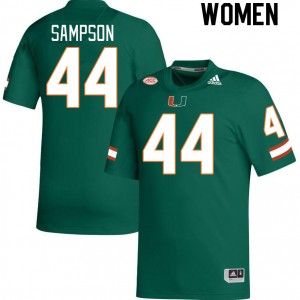 Women Syncere Sampson Green University of Miami College Football #44 Jersey 690932-183