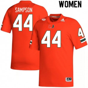 Women Syncere Sampson Orange Miami College Football #44 Jersey 882183-673