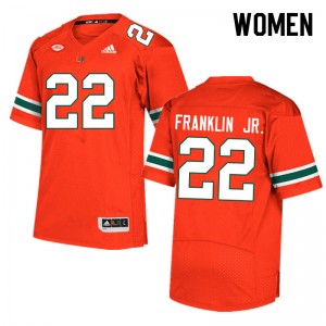 Women Thaddius Franklin Jr. Orange Miami College Football #22 Jersey 628889-506