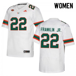 Women Thaddius Franklin Jr. White Miami College Football #22 Jersey 587577-939