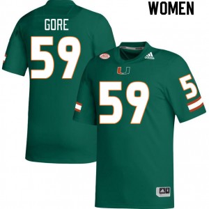 Women Thomas Gore Green Miami College Football #59 Jersey 577555-705