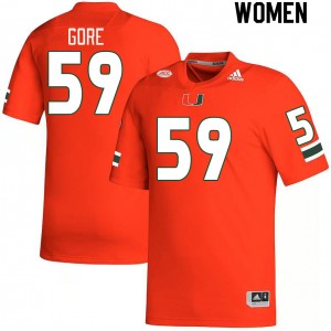 Women Thomas Gore Orange Miami College Football #59 Jersey 980397-754