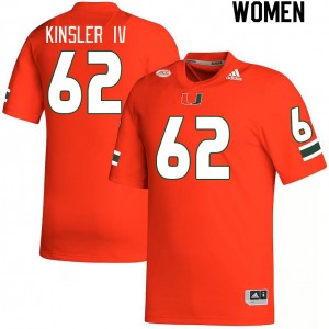 Women Tommy Kinsler IV Orange Miami College Football #62 Jersey 499014-911