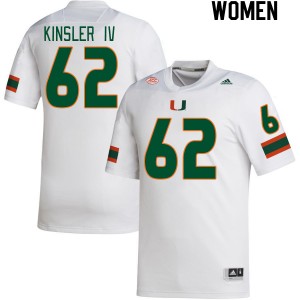 Women Tommy Kinsler IV White University of Miami College Football #62 Jersey 810841-408