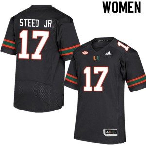 Women Waynmon Steed Jr. Black Miami College Football #17 Jersey 218789-568