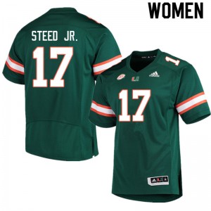 Women Waynmon Steed Jr. Green Miami College Football #17 Jersey 242658-620