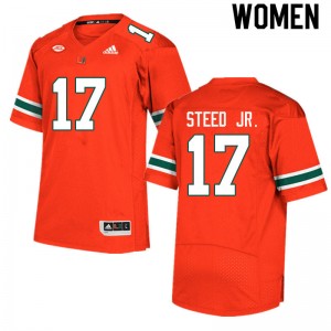 Women Waynmon Steed Jr. Orange Hurricanes College Football #17 Jersey 401192-675