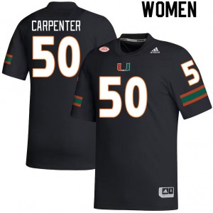 Women Zach Carpenter Black University of Miami College Football #50 Jersey 603543-300