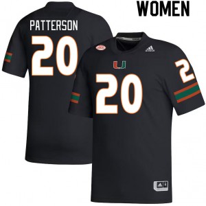 Women Zaquan Patterson Black Miami Hurricanes College Football #20 Jersey 284471-255