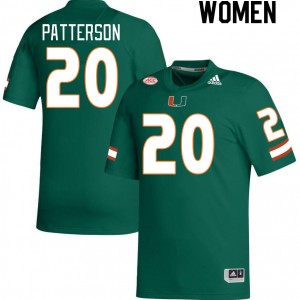Women Zaquan Patterson Green University of Miami College Football #20 Jersey 214677-607