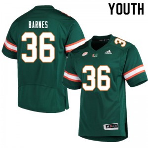Youth Andrew Barnes Green Miami Hurricanes College Football #36 Jersey 902369-217