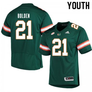 Youth Bubba Bolden Green University of Miami College Football #21 Jersey 317876-125