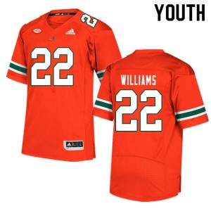 Youth Cameron Williams Orange Hurricanes College Football #22 Jersey 157074-773