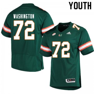 Youth Chris Washington Green Hurricanes College Football #72 Jersey 704250-574
