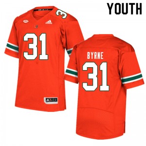 Youth Connor Byrne Orange Miami College Football #31 Jersey 889180-851