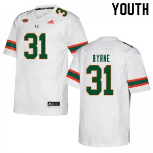 Youth Connor Byrne White Hurricanes College Football #31 Jersey 724564-537
