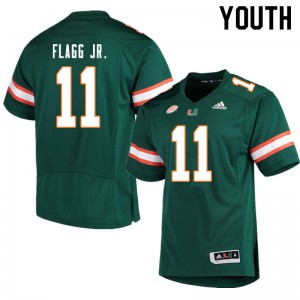 Youth Corey Flagg Jr. Green University of Miami College Football #11 Jersey 888884-213