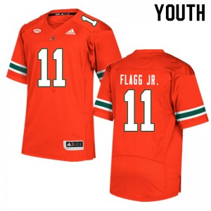 Youth Corey Flagg Jr. Orange Hurricanes College Football #11 Jersey 372884-739