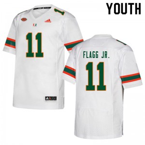 Youth Corey Flagg Jr. White Miami Hurricanes College Football #11 Jersey 965313-418