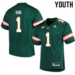 Youth D'Eriq King Green Miami College Football #1 Jersey 616768-671