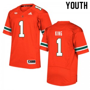 Youth D'Eriq King Orange University of Miami College Football #1 Jersey 679522-508