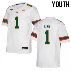 Youth D'Eriq King White University of Miami College Football #1 Jersey 489647-896