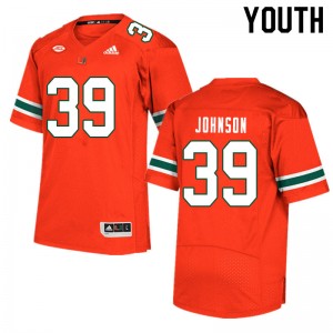 Youth Dante Johnson Orange Miami Hurricanes College Football #39 Jersey 459647-306