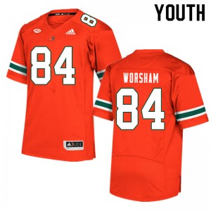 Youth Dazalin Worsham Orange Hurricanes College Football #84 Jersey 765888-116