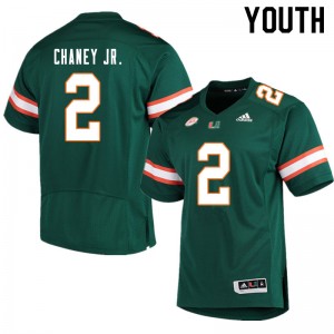 Youth Donald Chaney Jr. Green University of Miami College Football #2 Jersey 149156-945