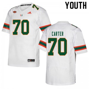 Youth Earnest Carter White Hurricanes College Football #70 Jersey 988945-984