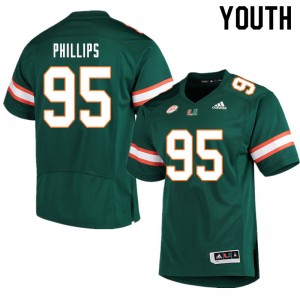 Youth Jaelan Phillips Green Hurricanes College Football #95 Jersey 577211-439
