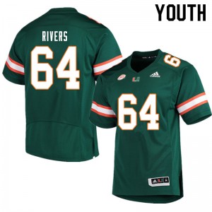 Youth Jalen Rivers Green Miami College Football #64 Jersey 174541-850