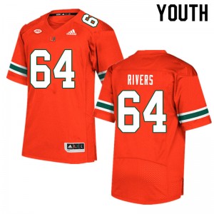 Youth Jalen Rivers Orange Miami College Football #64 Jersey 903367-434
