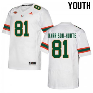 Youth Jared Harrison-Hunte White University of Miami College Football #81 Jersey 975446-182