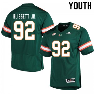 Youth Jason Blissett Jr. Green Miami Hurricanes College Football #92 Jersey 799383-128