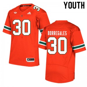 Youth Jose Borregales Orange University of Miami College Football #30 Jersey 134987-409