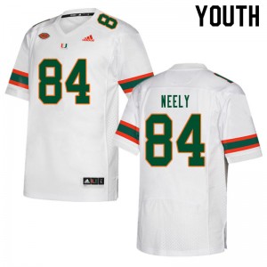 Youth Josh Neely White University of Miami College Football #84 Jersey 368689-335