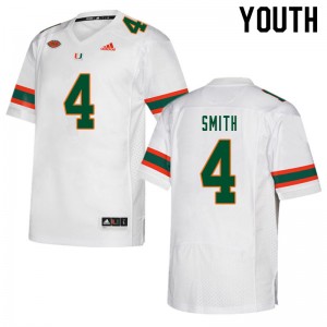 Youth Keontra Smith White Miami College Football #4 Jersey 197307-433