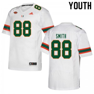 Youth Keyshawn Smith White Miami College Football #88 Jersey 225568-818