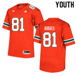 Youth Larry Hodges Orange University of Miami College Football #81 Jersey 289613-494
