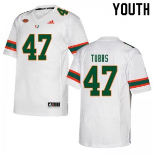 Youth Mykel Tubbs White University of Miami College Football #47 Jersey 565914-498