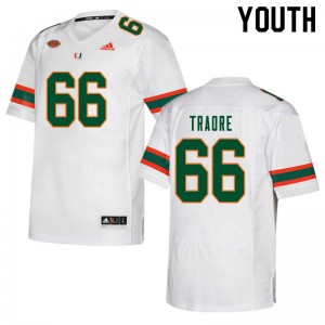 Youth Ousman Traore White Hurricanes College Football #66 Jersey 337639-217