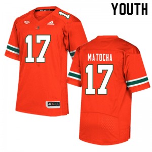 Youth Peyton Matocha Orange Miami Hurricanes College Football #17 Jersey 531623-692