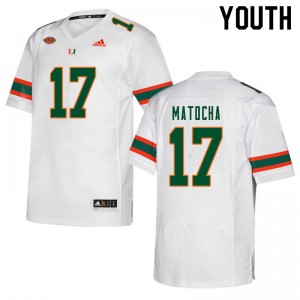 Youth Peyton Matocha White Miami Hurricanes College Football #17 Jersey 837106-489